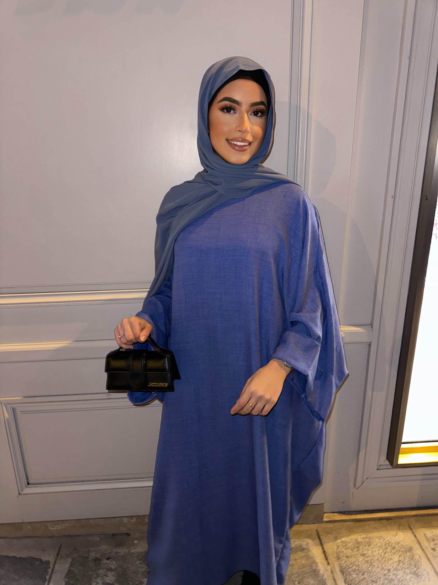 Abaya en lin- Bleu