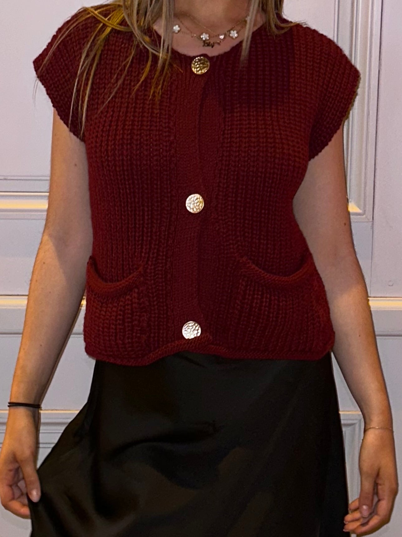 Cardigan sans manche - Bordeaux