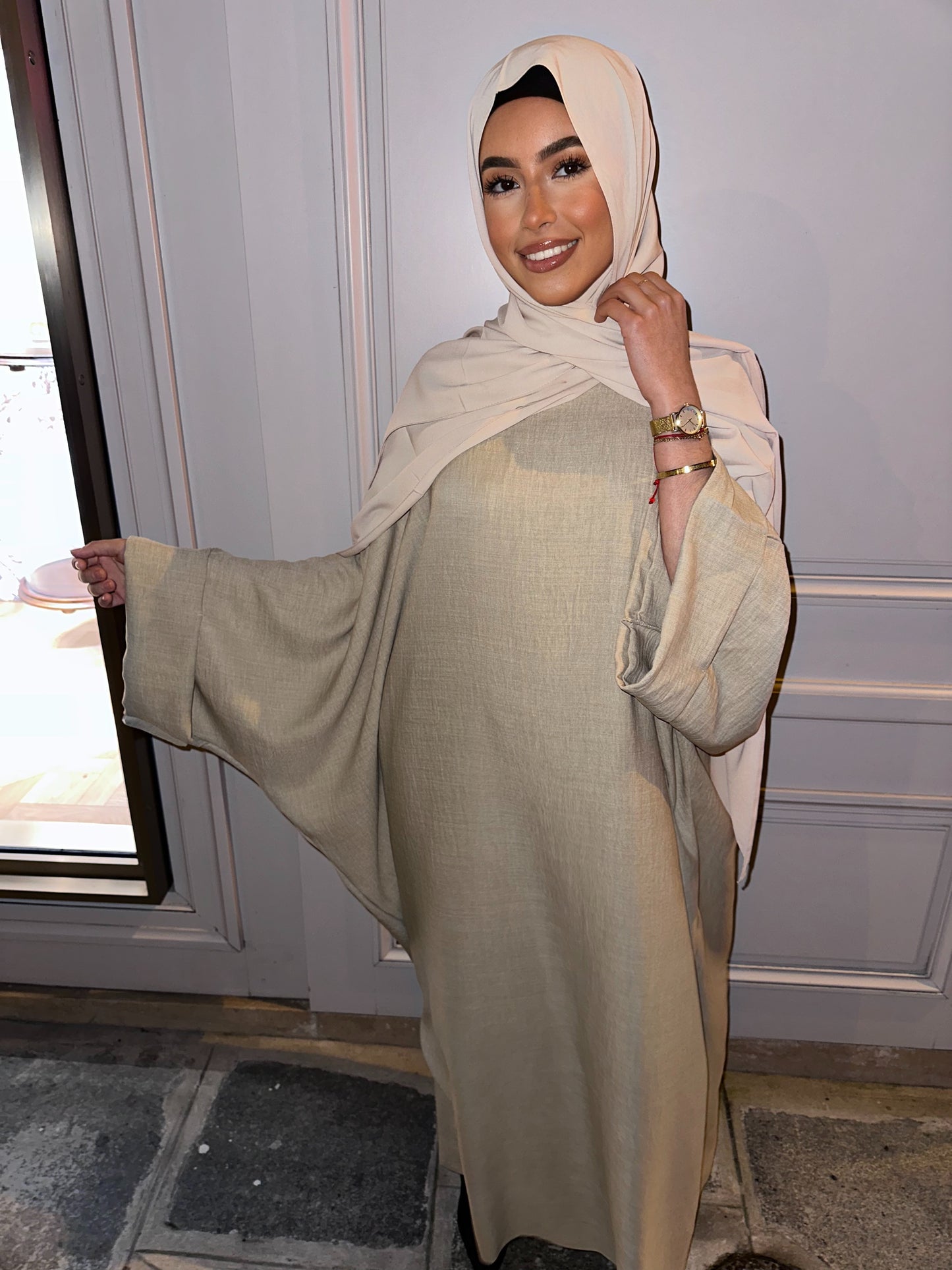 Abaya en lin- Beige