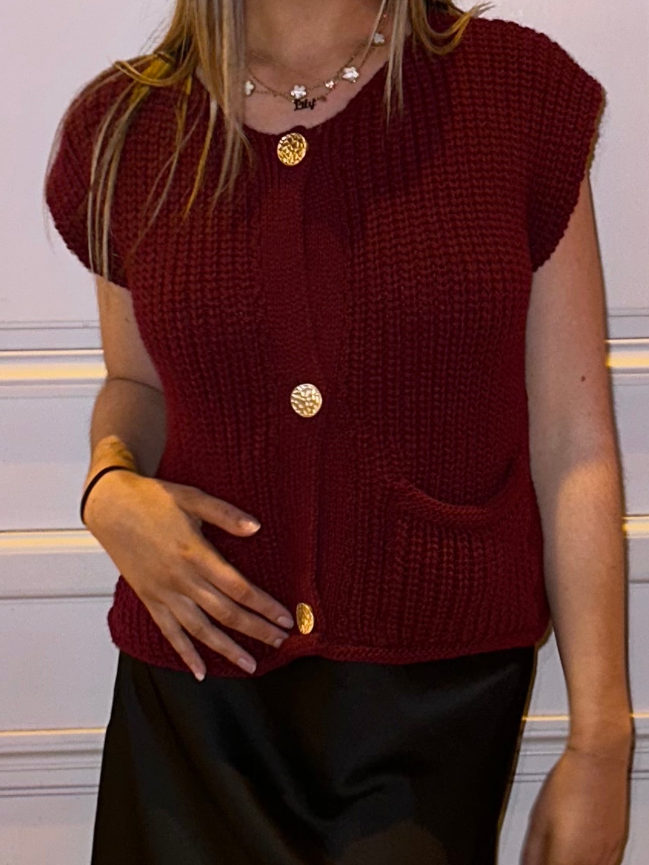 Cardigan sans manche - Bordeaux