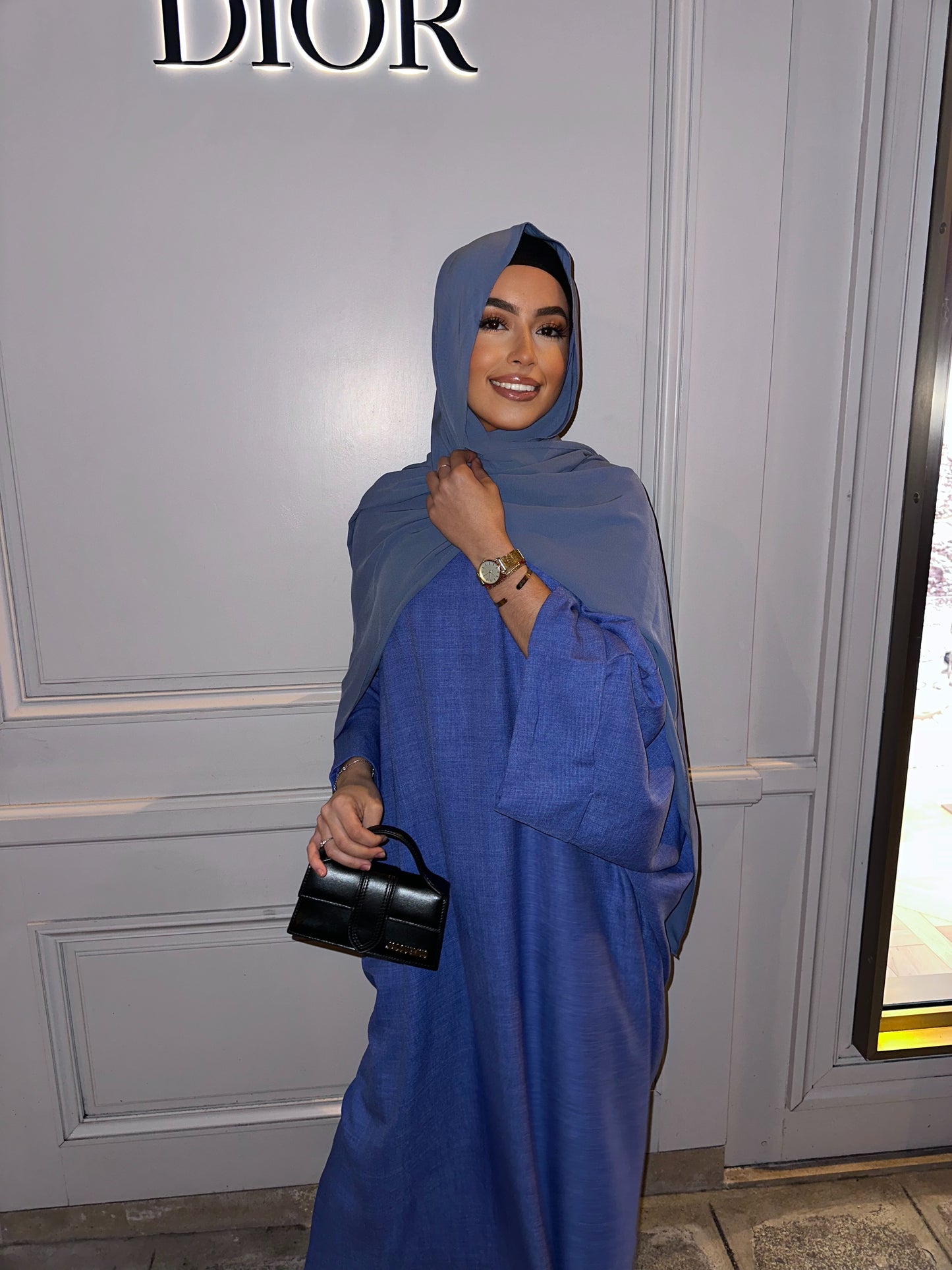 Abaya en lin- Bleu