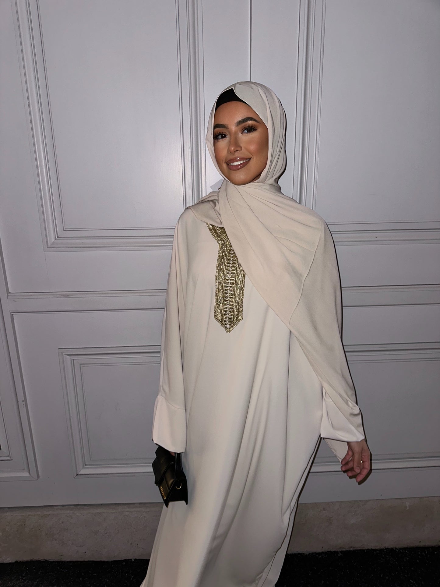 Abaya détail doré - Beige